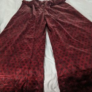 Wide leg polyester print pants